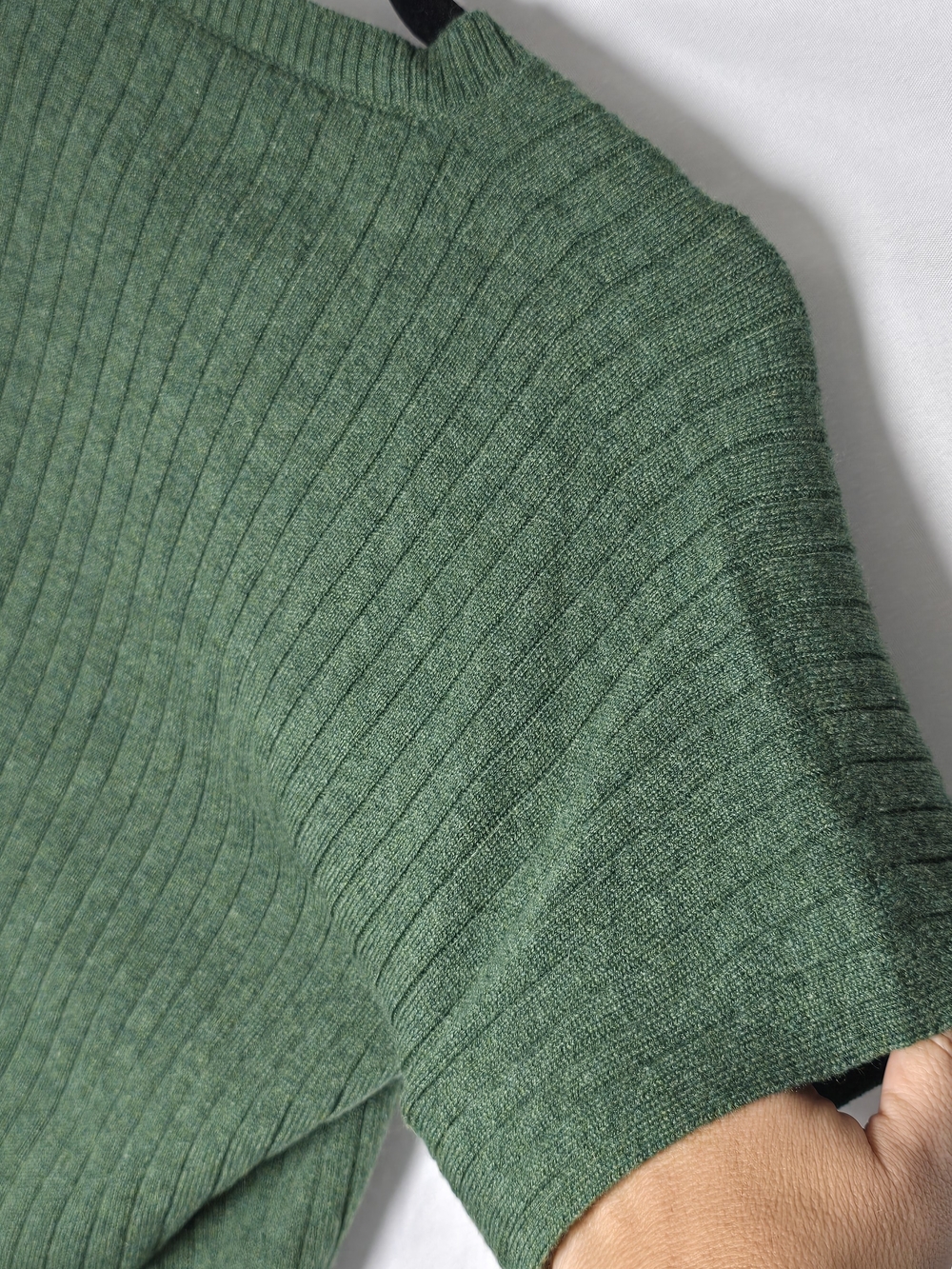 Loro Piana 100% Cashmere Green Ribbed Crewneck Short Sleeve Baby T Sweater Sz S - Picture 5 of 9